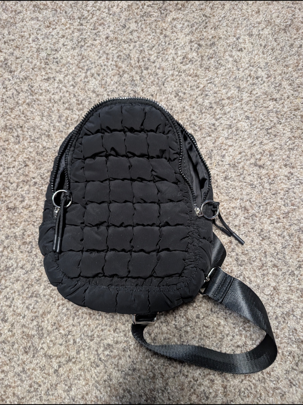 Quilted Black Backpack Convertible Crossbody Bag